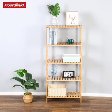 Стильне дерев'яне стелаж Floordirekt Bambus Regal для ванної, спальні, вітальні (60 x 26 x 130 см)