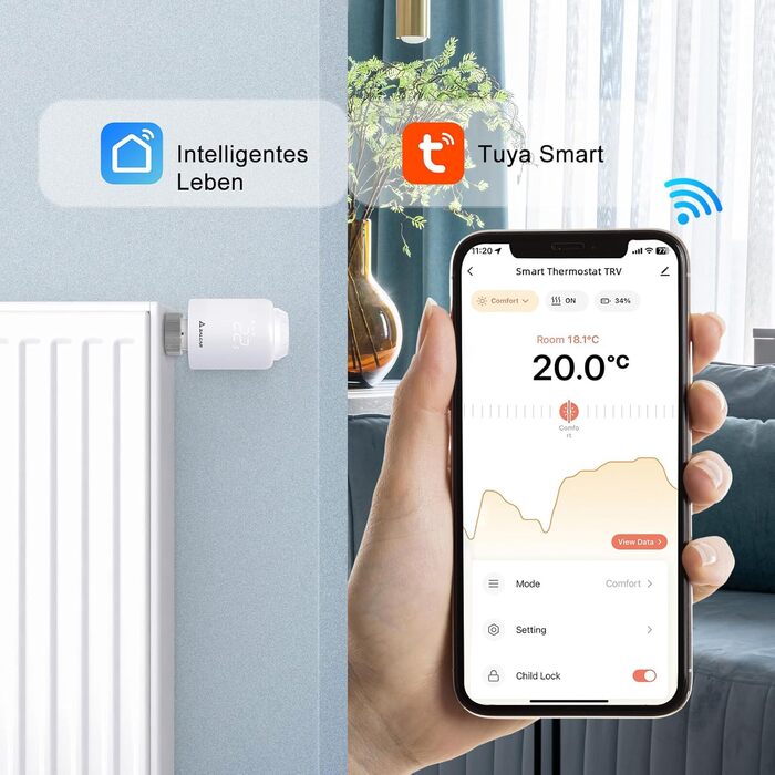 Розумний термостат для радіатора Salcar WiFi TRV603, сумісний з Alexa та Google Assistant, програмований, Tuya Smart, без шлюзу