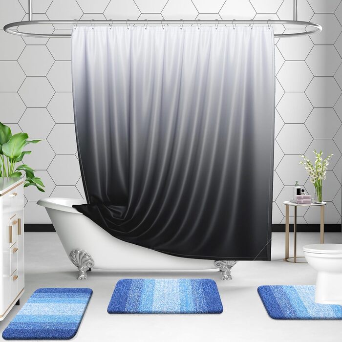 Набір килимків для ванної кімнати OLANLY, 2 шт., м'який, швидковисихаючий, мікрофібра, нековзний, можна прати в пральній машині, сушильний шкаф, плюшеві килимки для ванної кімнати (119,4 x 50,8 см + 61 x 40,6 см, світло-королівський блакитний)