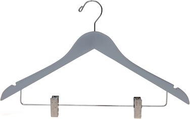Дерев'яні вішалки для одягу з кліпсами, міцне дерево, вішалка для штанів, регульовані металеві кліпси, поворотний гачок, для пальто, жакети, блузи, костюми (сірий, 20 шт.)