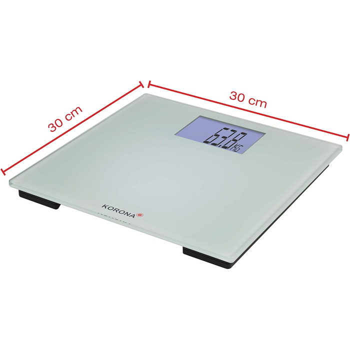 Цифрові ваги для ванної кімнати Korona 73230 Romy Скляні ваги для тіла з дуже великим РК-дисплеєм Скляні ваги до 200 кг