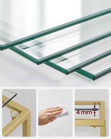 Регал VASAGLE з 5 полицями для ванної, вітальні, кухні, офісу. Скляна полиця, металевий каркас, проста збірка, 40B x 124,5H см.