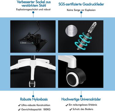 Офісний крісло ALFORDSON з динамічною підтримкою попереку, чорний (Arc - Синій та Сірий)