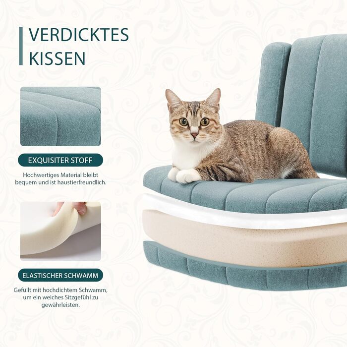 Крісло Vigosit Criss Cross з колесами, регульовані підлокітники, антиковзаюча тканина, комфортне сидіння, сучасний стиль, поворотне, для дому, туалетного столика, офісу (Сірий) (Блакитний)