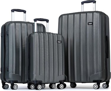 Валіза ABS з жорстким корпусом, 4 колеса та замок, сірий колір, комплект