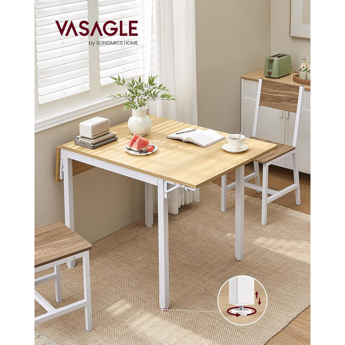 Стол кухонний розкладний VASAGLE для 2-4 осіб, чорний, KDT077B03