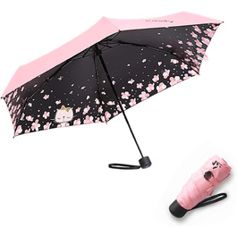 Міні-парасолька Meiyijia - кишенькова кишенькова парасолька - в т.ч. непроникна від ультрафіолету, водовідштовхувальне тефлонове покриття, міні, легка та компактна, вітронепроникна, рожева 90 см