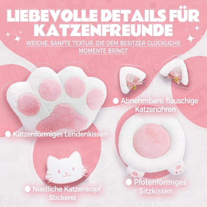 Ігровий крісло Dowinx з підніжкою, комфортний геймерський крісло для ПК, рожево-білий, для дорослих