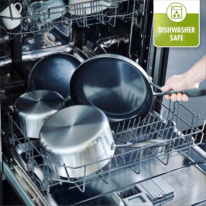 Набір сковорідок GreenPan Venice Pro Noir 26см та 30см, нержавіюча сталь, антипригарне покриття Ceramic, чорний матовий гриб, без PFAS, для індукційних плит, придатні для миття в посудомийній машині, термостійкі, сріблясті