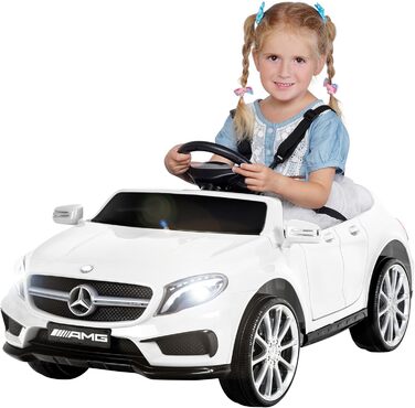 Дитячий електромобіль Mercedes AMG GLA45 з пультом, ліцензійний, білий, електроавто для дітей від 3 років