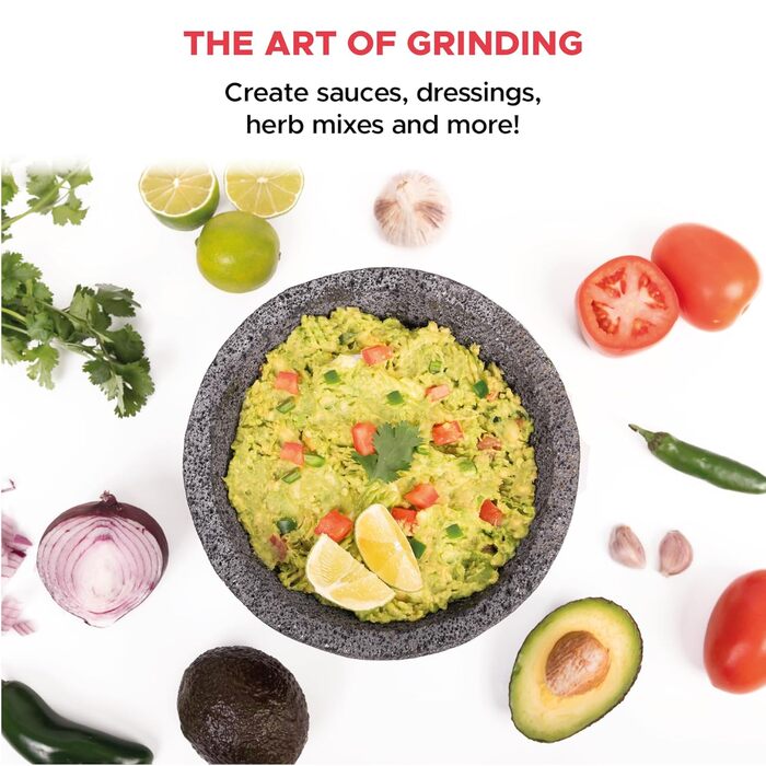Молот для спецій Molcajete 15,2 см, ручної роботи з вулканічного каменю, мексиканський, для приготування соусів, гуакамоле та спецій