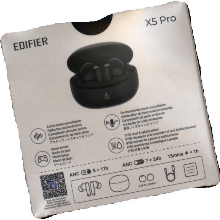 Навушники Edifier X5 Pro ANC, AI дзвінки, швидка зарядка, ігри, додаток, IP55, TWS BT 5.3 - чорний