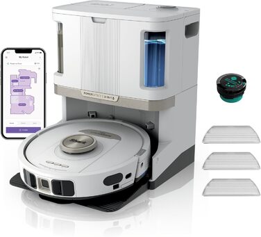 Робот-пилосос Shark PowerDetect 2-в-1 з функцією миття, самостійна очистка, навігація 3D LiDAR, уникнення перешкод, керування через додаток, білий, AV2810ZEEUWH