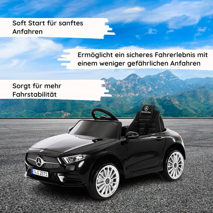 Дитячий електромобіль Mercedes CLS 350 AMG Babycar, 12V, ліцензія, шкіряне сидіння, MP3, пульт, чорний