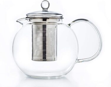 Скляний чайник Creano об'ємом 1,3 л, скляний чайник з 3 предметів з вбудованим ситечком з нержавіючої сталі і скляною кришкою, що ідеально підходить для приготування