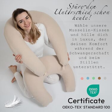 Подушка для годування та вагітності PaLulli XL (170x30 см), органічна бавовна, мусліновий чохол, колір шавлія