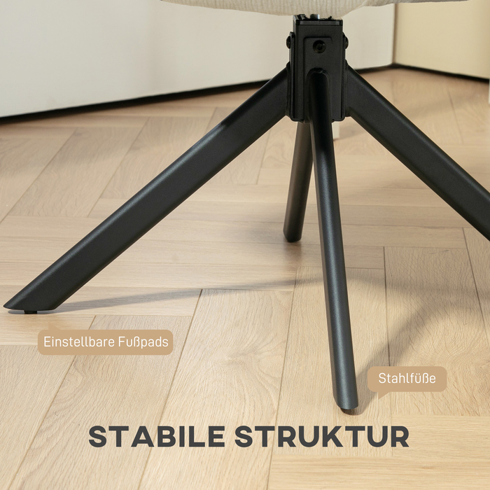 Крісло-шезлонг, акцентне крісло, сучасний дизайн, поворотне, до 120 кг, кремово-білий