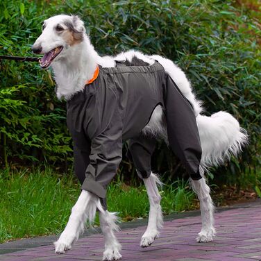 Макінтош для собак, двокомпонентний костюм дощовик, капюшон, отвір для повідка, регульована куртка для тварин, 4 лапи, сірий для собак M/L (синій, S)