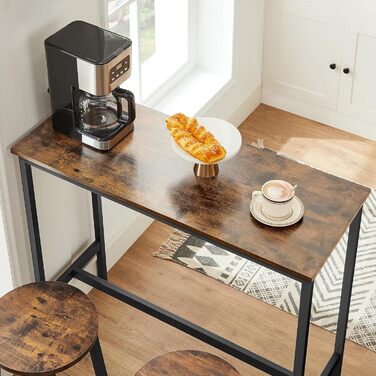 Набір барний стіл VASAGLE з барними стільцями, комплект для їжі, стіл для стоячи, 2 круглі стільці, сталевий каркас, індустріальний дизайн, вінтажний коричневий + чорний, LBT219B01