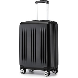 Чемодан KONO Handgepäck Trolley, 55x39x20 см, 37 л, з розширенням, TSA-замок, 4 колеса, чорний