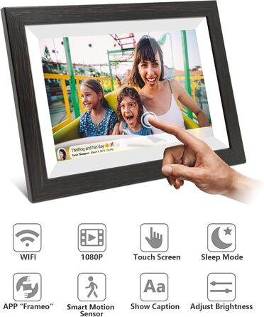 Цифровий фоторамка Cytem 10.1 дюйма | Wi-Fi, FrameO Software, 32GB, Сенсор руху, Автоматичне повороту, IPS 16:10, Touchscreen, Коричневе дерево