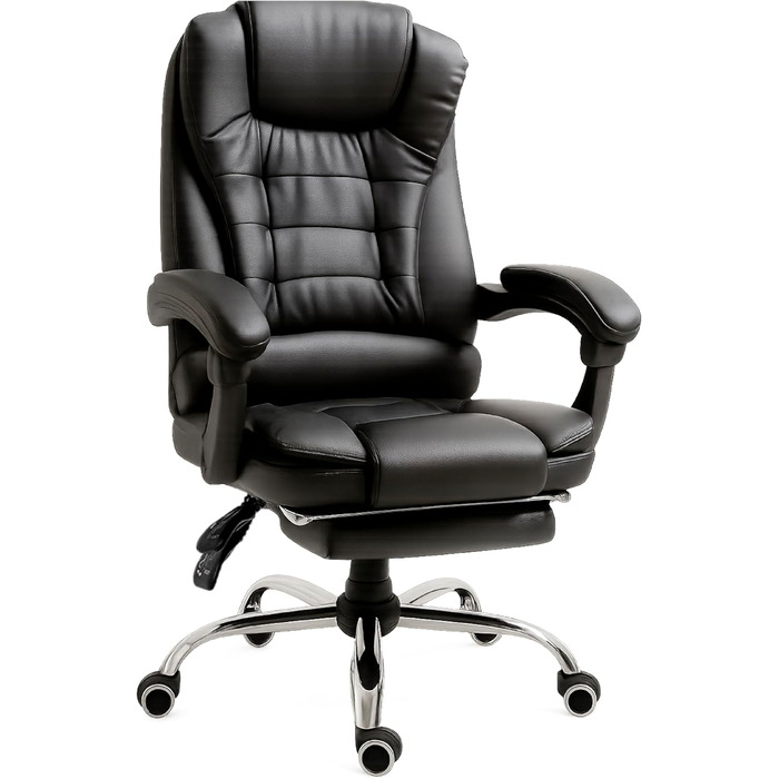 Ергономічне крісло для офісу RMF: регульоване, зручне, з підніжкою – обертове, регульоване по висоті, чорне