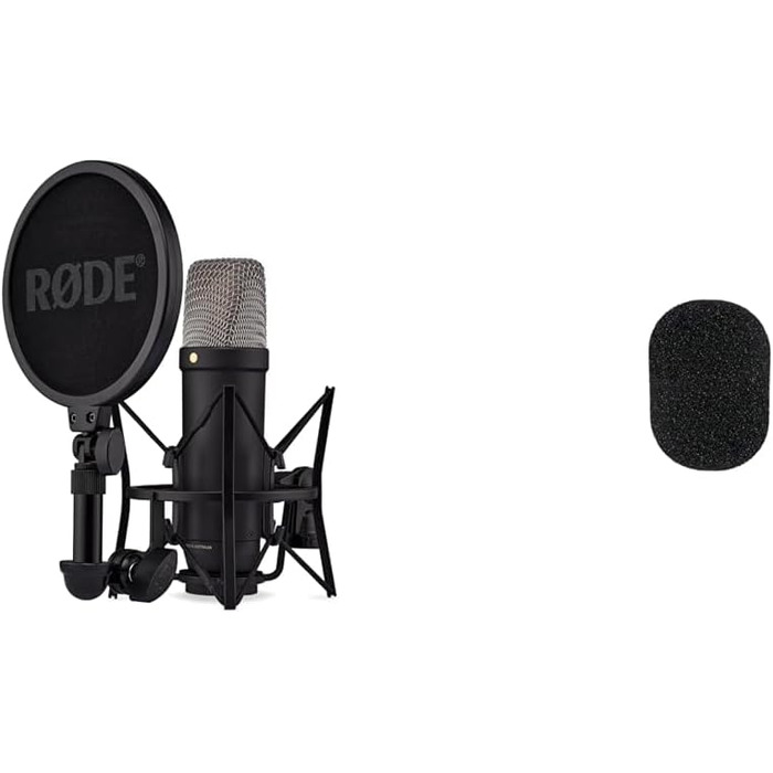 Мікрофон RØDE NT1-A: велика мембрана, кардіоїдна характеристика, комплект з аксесуарами для запису вокалу, музики, стрімінгу та подкастингу