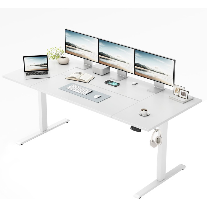 Регульований за висотою стіл Klicelor, електричний, з пам'яттю, 120x80 см, білий