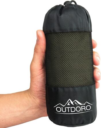 Спальний мішок Outdoro Cabin Sleeping Bag, надлегкий туристичний спальний мішок - всього 350 г з чистої бавовни з відділенням для подушки - тонкий і маленький - цокання, дорожнє простирадло зеленого кольору