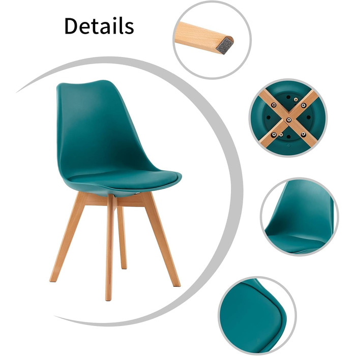 Елегантні стільці для обідньої зони EGGREE: дизайн в скандинавському стилі, набір 4 шт., кольори: чорний, рожевий, сірий, бірюзовий