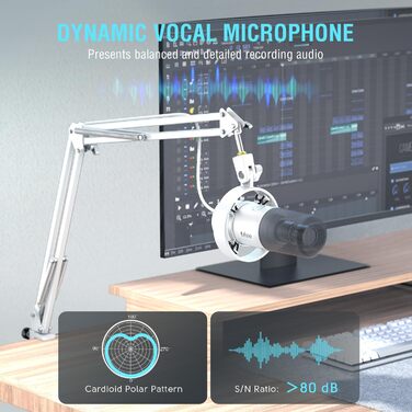 FIFINE K688: Студійний мікрофон XLR/USB для запису вокалу, подкастів, стрімінгу та геймінгу. Динамічний, з навушником 3.5 мм, кнопкою мовчки та металевим корпусом.