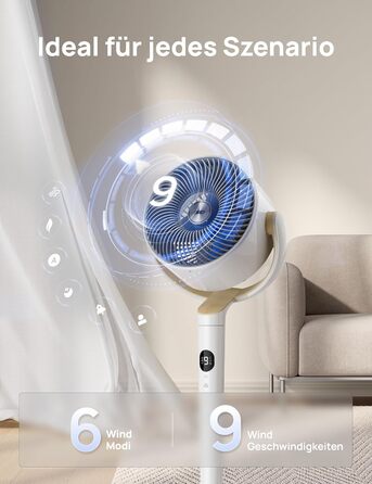 Вентилятор підлоговий Dreo з Wi-Fi, LED, 102 см, 3 режими, 8 швидкостей, 26 м дальність, 1200 м³/год