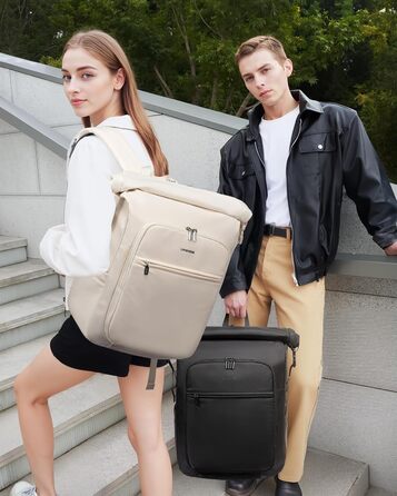 LOVEVOOK Рюкзак Rolltop, чорний, 17.3 дюйми, водонепроникний, для подорожей, школи, університету, велосипеда