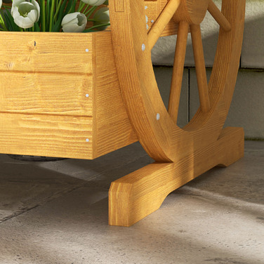 Високе грядка, 3 яруси, декор у вигляді колеса воза, натуральне дерево, 62 x 61 x 57 см