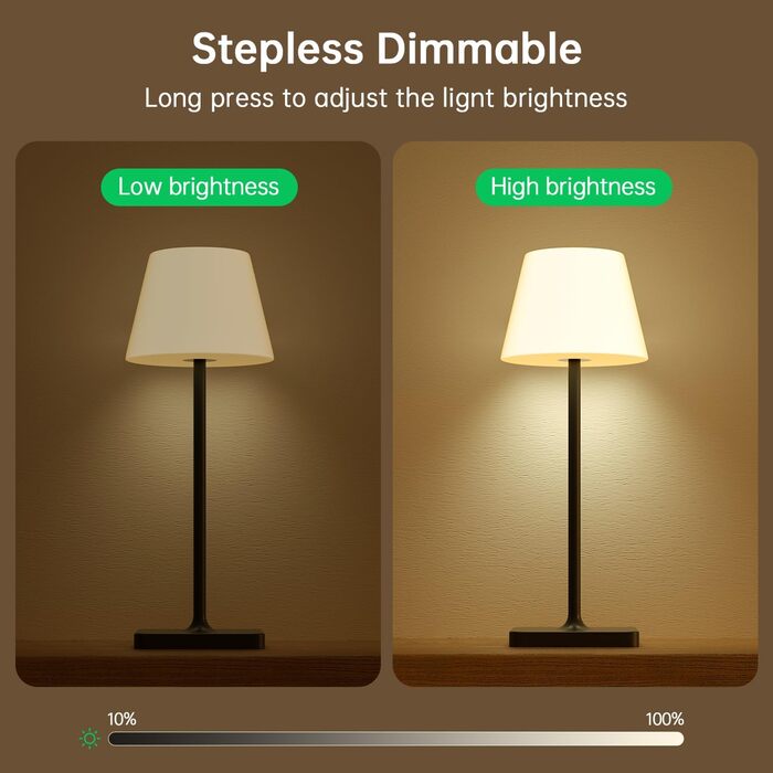 LED лампа настільна акумуляторна бездротова, диммувана, з сенсором, 4000mAh, з функцією павербанку, IP44, вологозахищена, для дому та вулиці (чорна)