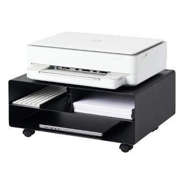 Стол для принтера Yamazaki 4349 Tower, чорний, сталь, мінімалістичний дизайн, 48 x 37 x 19 см