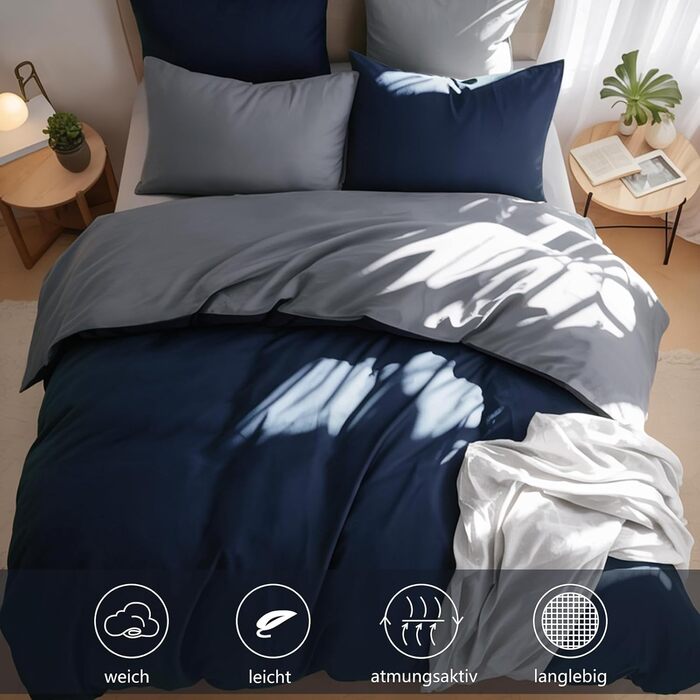 Комплект постільної білизни RUIKASI з бавовни 4-х частинний (сірий, антрацитовий, темно-синій)