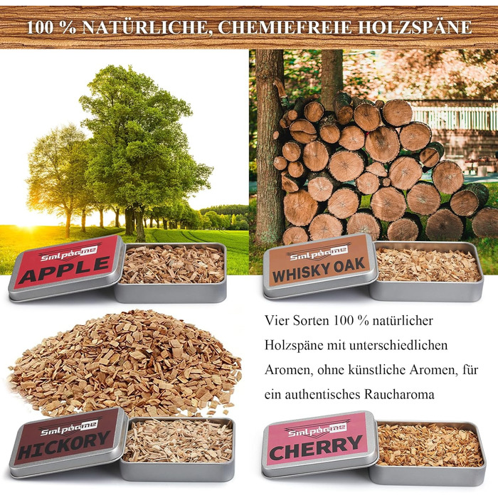 Коктейльний набір для копчення з дерев'яною стружкою (4 види) - подарунок для тата, чоловіка, любителя коктейлів