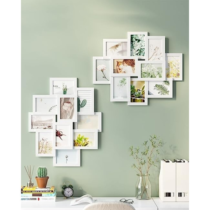 Фоторамка SONGMICS на 10 фото 10x15 см, біла, дерев'яна (MDF) для колажу RPF20WT