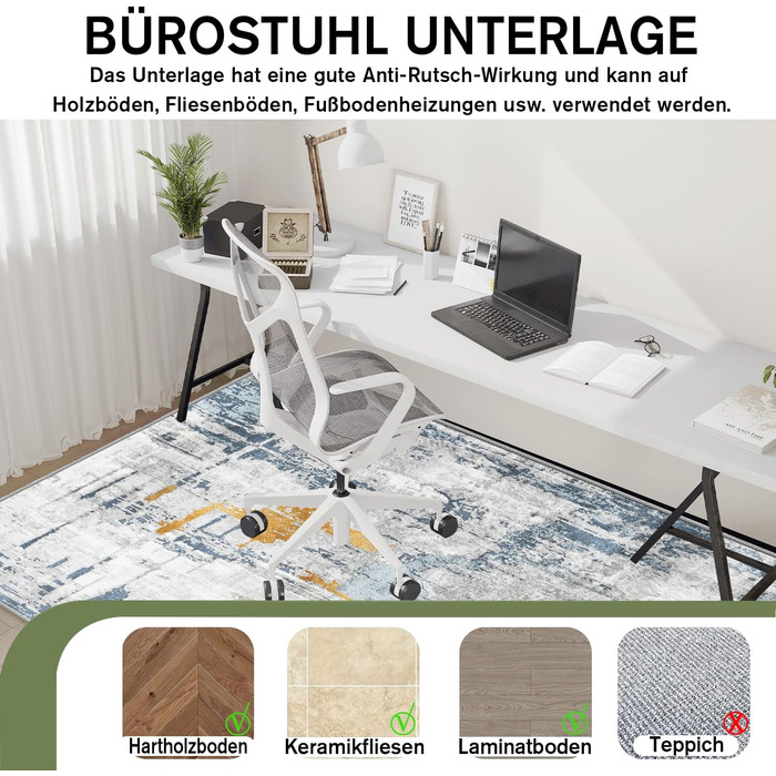 Захисна килимок під офісний стілець WTHYGB для захисту підлоги (90x120 см, синьо-жовтий)