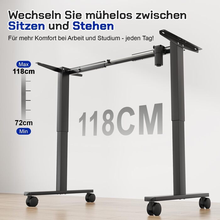 Стол офісний JUMMICO з регулюванням висоти, 100x160 см, 3 положення пам'яті, білий/чорний