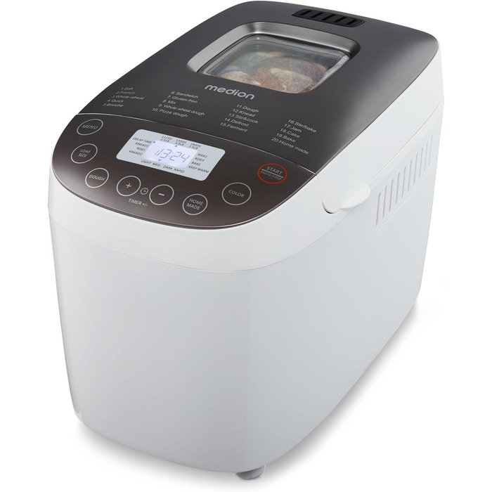 Хлібопекарня MEDION MD 12040: 20 програм, 1600г, 3 ступені пропікання, таймер