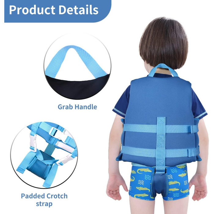 Дитяча плавальна куртка, плавки для малюків, плавальний купальник з регульованим кріпленням для дітей унісекс (Світло-блакитний, 1825 кг (Рекомендований вік 4-6 років))