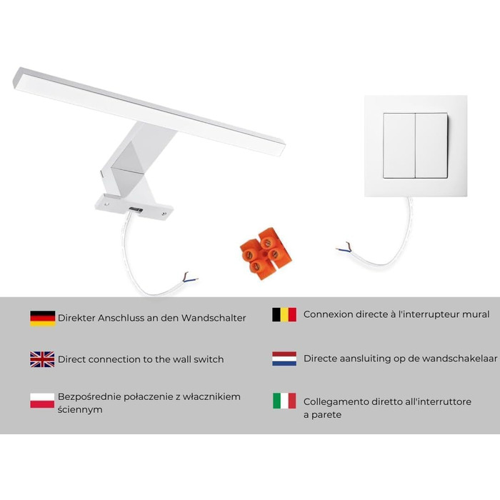 Дзеркало для ванної кімнати HAJDUK FURNITURE з підсвічуванням 4000K IP44 Sonoma, 70x60 см - з полицею та LED