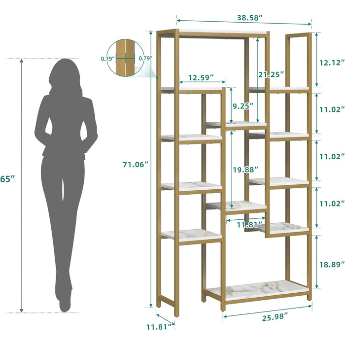 Стелаж YITAHOME для книг та речей, 5 ярусів, 30 x 100 x 180 см, білий, для офісу, вітальні, спальні