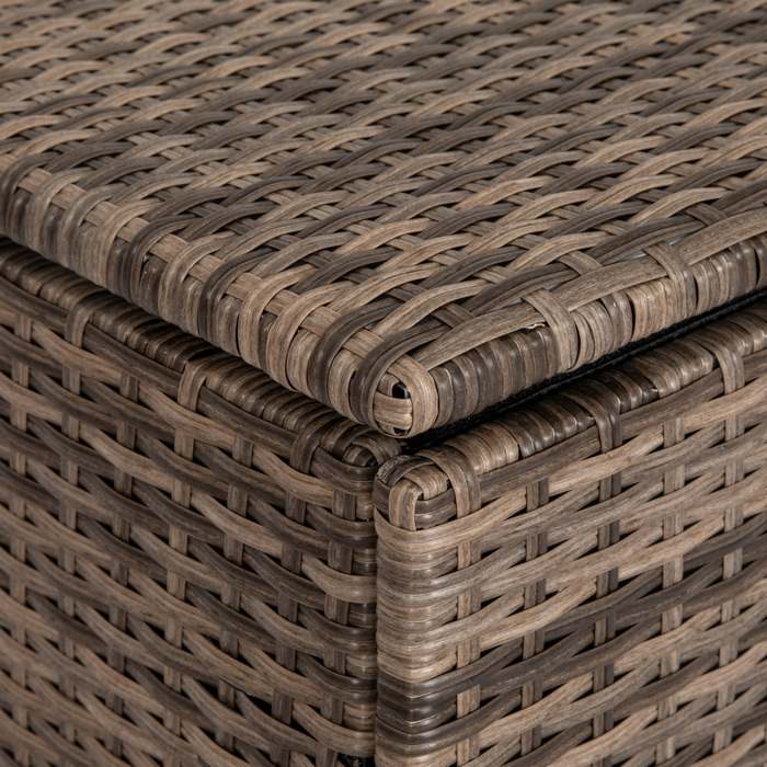 Ящик для подушок з поліротангу, тканинна внутрішня оббивка, легке відкривання/закривання, металевий каркас, 75B x 75T x 70H см, Чорний