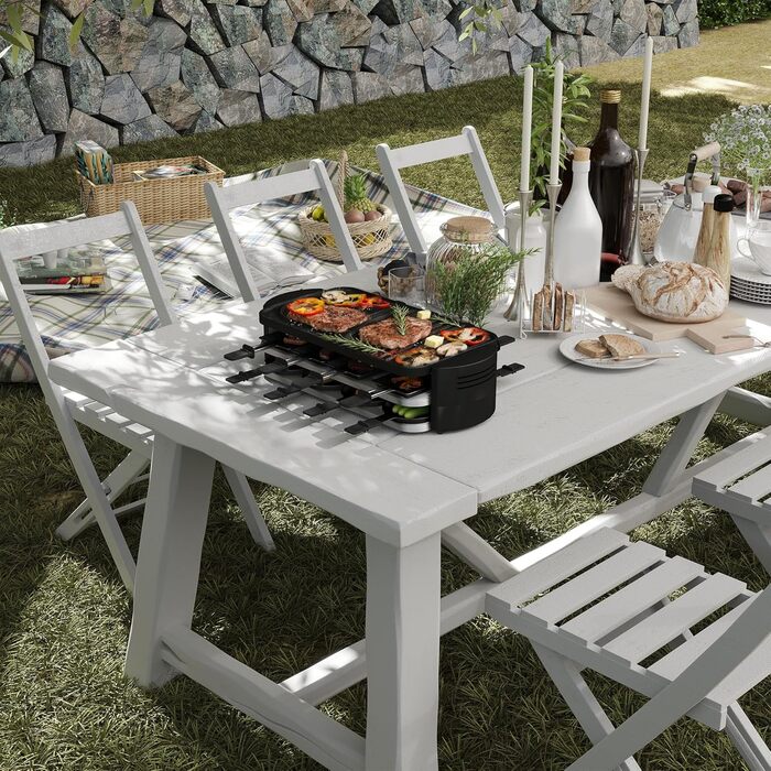 Електрогриль Raclette SUBTLETY для 8 осіб з гранітною плитою, антипригарним покриттям та 14 порціонними формами