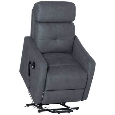 Крісло для телевізора HOMCOM Recliner з функцією відкидання та допоміжним засобом для стоянки, поліестерова тканина, сталь, сірий, 71 x 94 x 104 см для зручного сидіння