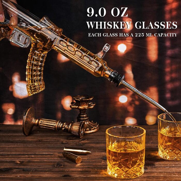 Набір віскі Oaksea: декантик та 2 келихи – подарунок для чоловіка, тата, друзя, коханого. Ідеальний подарунок на Різдво та інші свята для любителів віскі. Аксесуари для бару.