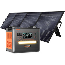 Портативна електростанція SolarPlay 2500W з сонячною панеллю 200W, LiFePO4 акумулятор 2304Wh, USB та AC порти, 12 виходів, для кемпінгу, RV, надзвичайних ситуацій